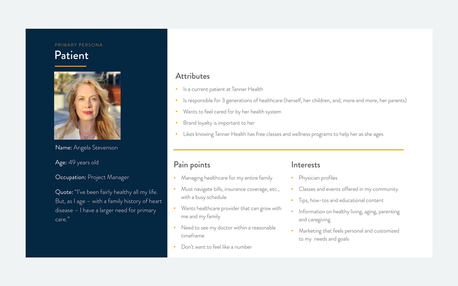 Tanner Health primary persona — Patient